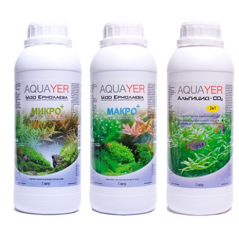 Удобрения AQUAYER Микро+Макро+Альгицид+СО2 1 л, для аквариумных растений