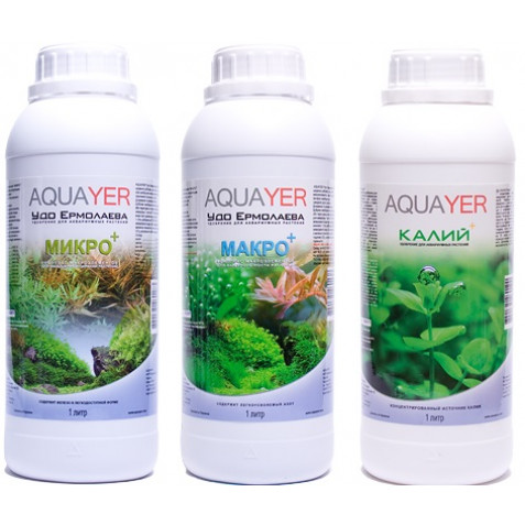 Набор удобрений для аквариумных растений AQUAYER Микро + Макро + Калий 1 л