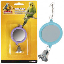 Игрушка для птиц круглое зеркальце с колокольчиком Karlie-Flamingo mirrow round+bell, 6 см
