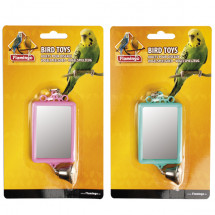 Игрушка для попугайчика квадратное зеркальце с колокольчиком Karlie-Flamingo mirror straight +bell, 6*8 см