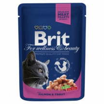 Консервы с лососем и форелью Brit Premium Cat Pouch  для кошек, 100г