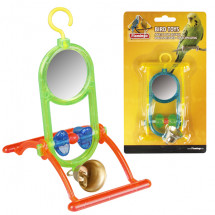 Игрушка для птиц зеркальце с колокольчиком и жердочкой mirrow+bell  Karlie-Flamingo , 12*7*16,5 см