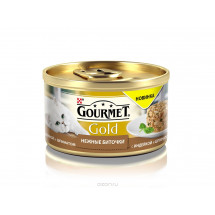 Влажный корм Gourmet Gold с индейкой и шпинатом, для кошек, 85г