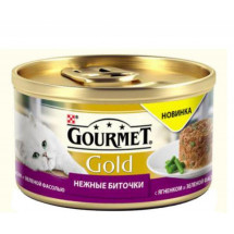 Влажный корм для кошек Gourmet Gold с ягненком и фасолью, 85г