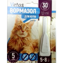 Капли Vetas Вормазол Спот-он для кошек весом 5-8 кг, 1 мл