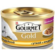 Влажный корм Gourmet Gold с уткой и индейкой, кусочки в подливе, 85г 