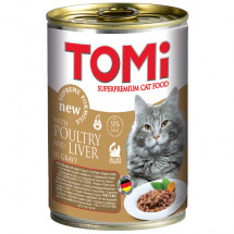 Консервы для кошек TOMi, с печенью и мясом птицы, 0,4кг