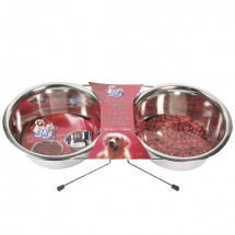 Миска для собак Karlie-Flamingo Dinner Set, двойная на подставке, нержавейка