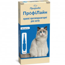 Капли на холку ПрофиЛайн для кошек 4-8кг, 4 пипетки*1,0мл