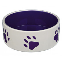 Миска керамическая для собак Trixie, с лапками, фиолетовая