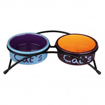 Подставка с яркими керамическими мисками Eat on Feet Trixie, для котов, 0,3л/12см