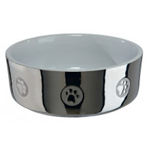 Миска керамическая для собак Trixie, серебро/белая