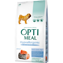 Сухой базовый корм с лососем для средних пород собак Optimeal Dog Adult Medium Hypoallergenic