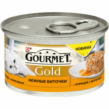 Влажный корм Gourmet Gold с курицей и морковью, для кошек , 85г