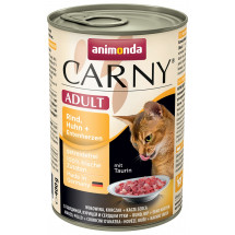 Консервы Animonda Carny Adult для взрослых кошек, говядина, курица и утиное сердце, 400г