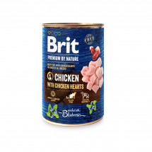 Консервы для собак Brit Premium by Nature курица с куриным сердцем