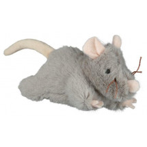 Игрушка для кошки Trixie, мышка плюшевая, серая с пищалкой, 15см