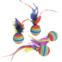 Игрушка для кошек, мяч с разноцветными перышками Karlie-Flamingo Rainbow Balls, резина, 3 см