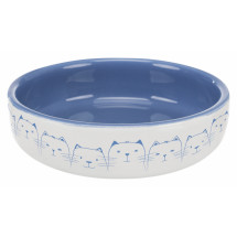 Миска керамическая для кошек коротконосых пород Trixie, 0.3 л / ø 15 см, 24770 синяя / белая