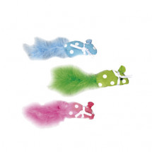 Polka mouse мышка с пером и кошачьей мятой игрушка для кошек Karlie-Flamingo , 11*1*2,5 см