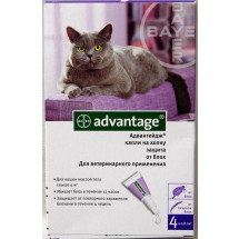 Капли Bayer Advantage Адвантэйдж 80 от блох для котов больше 4 кг, пипетка 0,8мл