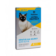 Palladium Палладиум Ультра Протект капли для кошек от блох и клещей, до 4 кг, 1 пипетка 0,5 мл