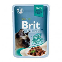 Консервы филе говядины в соусе Brit Premium Cat pouch для кошек, 85 г