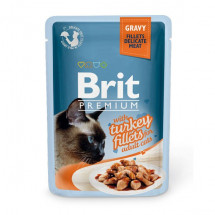 Консервы филе индейки в соусе Brit Premium Cat pouch для кошек, 85 г