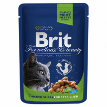 Консервы с курицей Brit Premium Cat Pouch  для стерилизованных кошек, 100г
