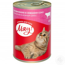 Влажный корм МЯУ с говядиной в нежном соусе для кошек, 415 г