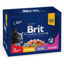 Консервы для кошек Brit Premium Cat pouch семейная тарелка ассорти 4 вкуса, 1200 г