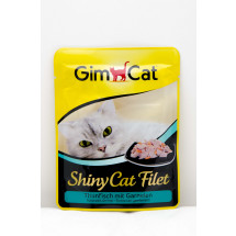 Консервы для кота Gimpet Shiny Cat Filet pouch, c тунцом и креветками, 70г