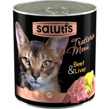 Консервы для кошек Salutis Trattoria Menu Beef & Liver, мясо и субпродукты, 360г