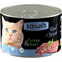 Консервы мясные для кошек Salutis Turkey&Beef, 190г