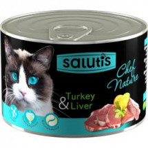 Мясной паштет Salutis Chef Nature Turkey & Liver, индюшатина и печень, для кошек,190г
