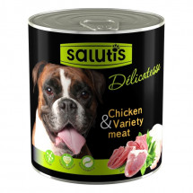Мясной деликатес для собак Salutis Real Chicken with Liver & Heart, куриный с сердцем, печенью 360 г
