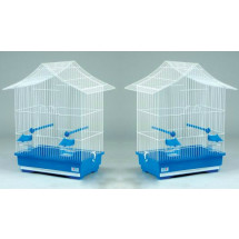 Клетка для пернатых AnimAll Helga KS-1, цинк, бело-голубая, 49х32х57,5 см