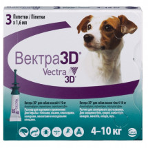 Капли ВЕКТРА 3D для собак весом 4,1-10 кг, 1 пипетка 1,6 мл