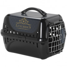 Переноска для котов Moderna Trendy Runner Luxurious Pets IATA с металлической дверью, черная, 49,4х32,2х30,4 см