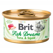 Консервы для кошек Brit Fish Dreams  тунец и кальмар, 80г 