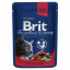 Консервы с тушеной говядиной и горошком Brit Premium Cat Pouch, для кошек, 100г фото
