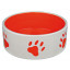 Миска керамическая для собак Trixie, с лапками, оранжевая фото