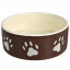 Миска керамическая для собак Trixie, с лапками, коричневая фото